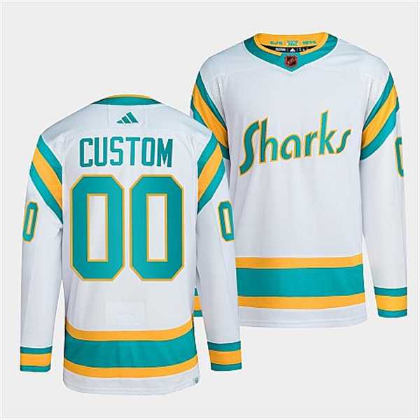 Men%27s San Jose Sharks Custom White 2022 Reverse Retro Stitched Jersey->customized nhl jersey->Custom Jersey